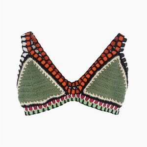 BEACH JOY | Boho Crochet Triangle Bikini Top Swimsuit in Green | S